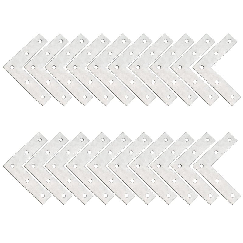 Sipery 20 Pack Silver L Corner Brackets, 4 Inch Repair Mending Corner Braces for Wood, Metal Flat Bracket Braces L Right Angle Brace for Furniture, Shelf Support, Home and DIY Projects - Image 5